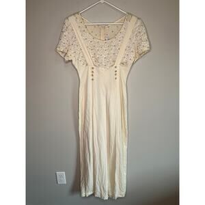 1970s Jeffrey & Dara Hutley Cream Gold Wedding Bridal Boho Hippie Jumpsuit S